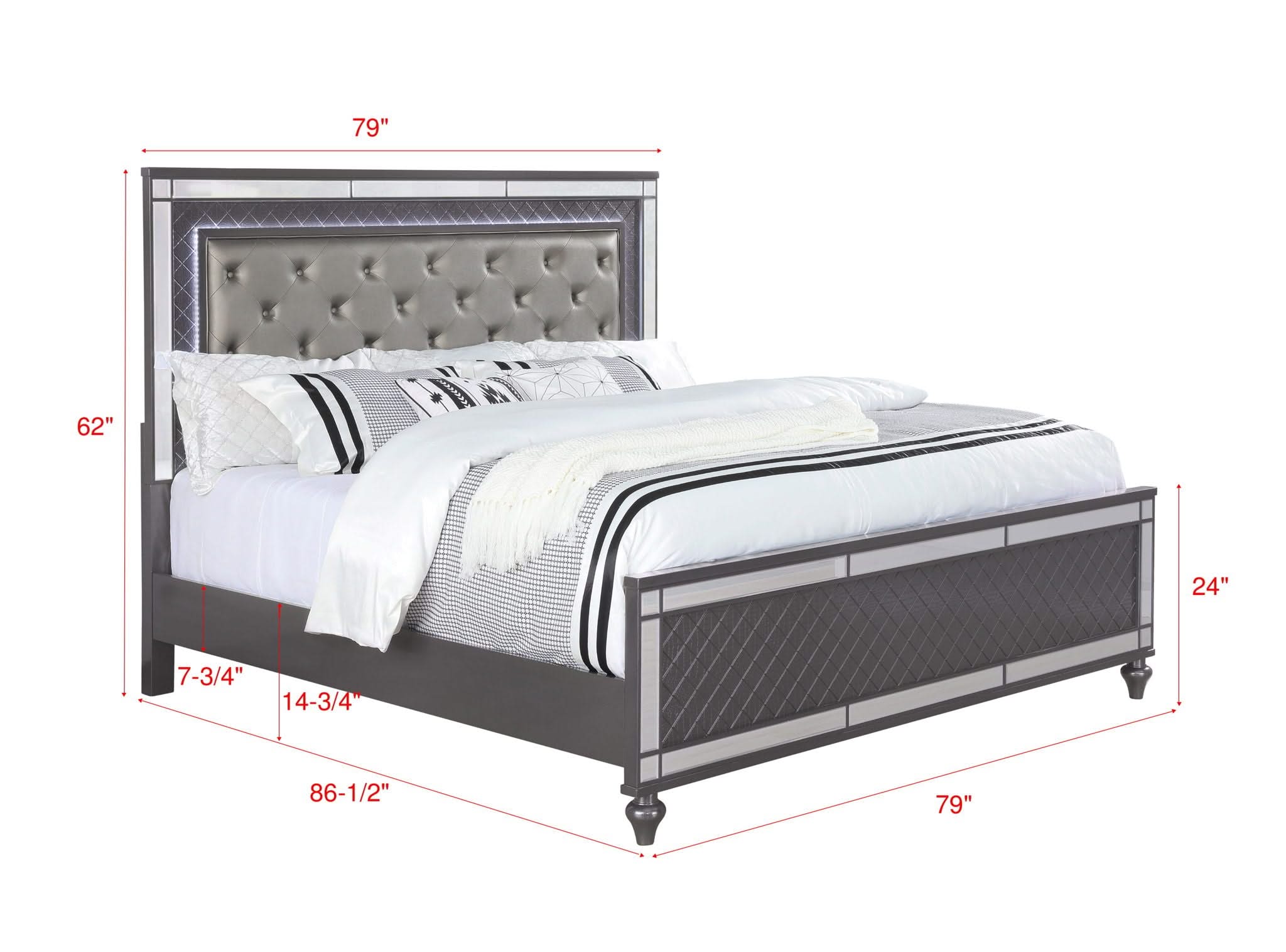 Refino - California King 4 Piece Bedroom Set - Gunmetal