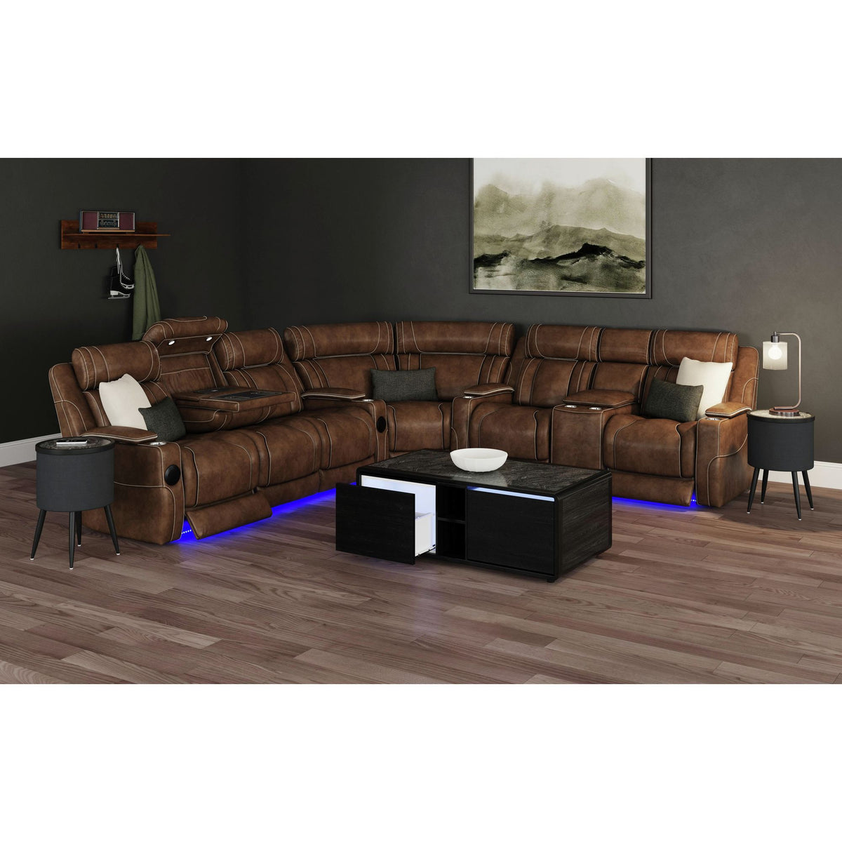 Halo - Round Smart End Table - Black
