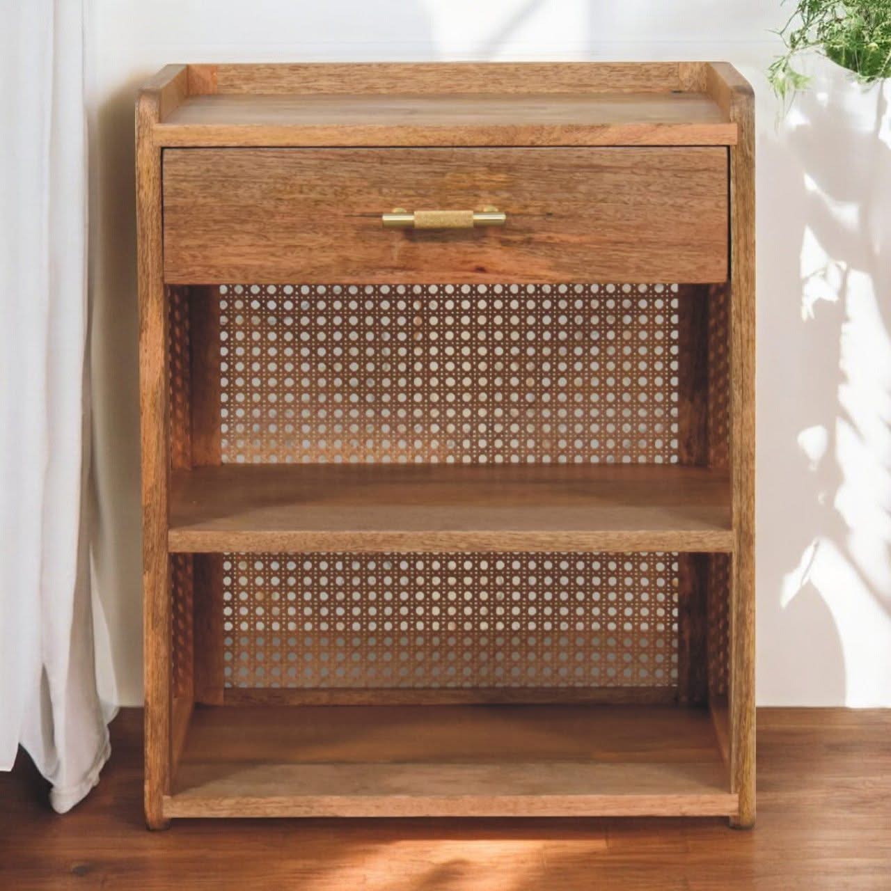 Larissa - T Bar Open Bedside Table - Oak