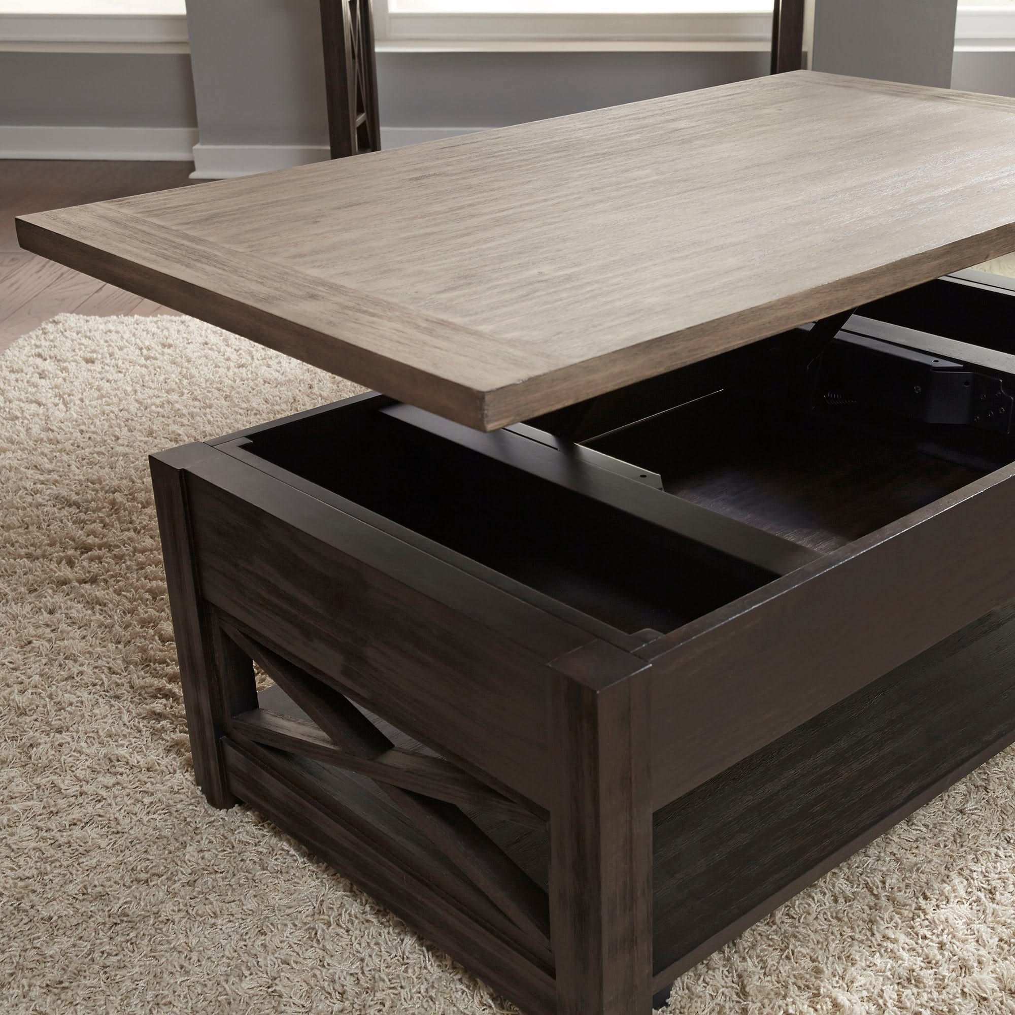 Heatherbrook - 3 Piece Table Set (1 Lift Top Cocktail 2 End Tables) - Charcoal & Ash