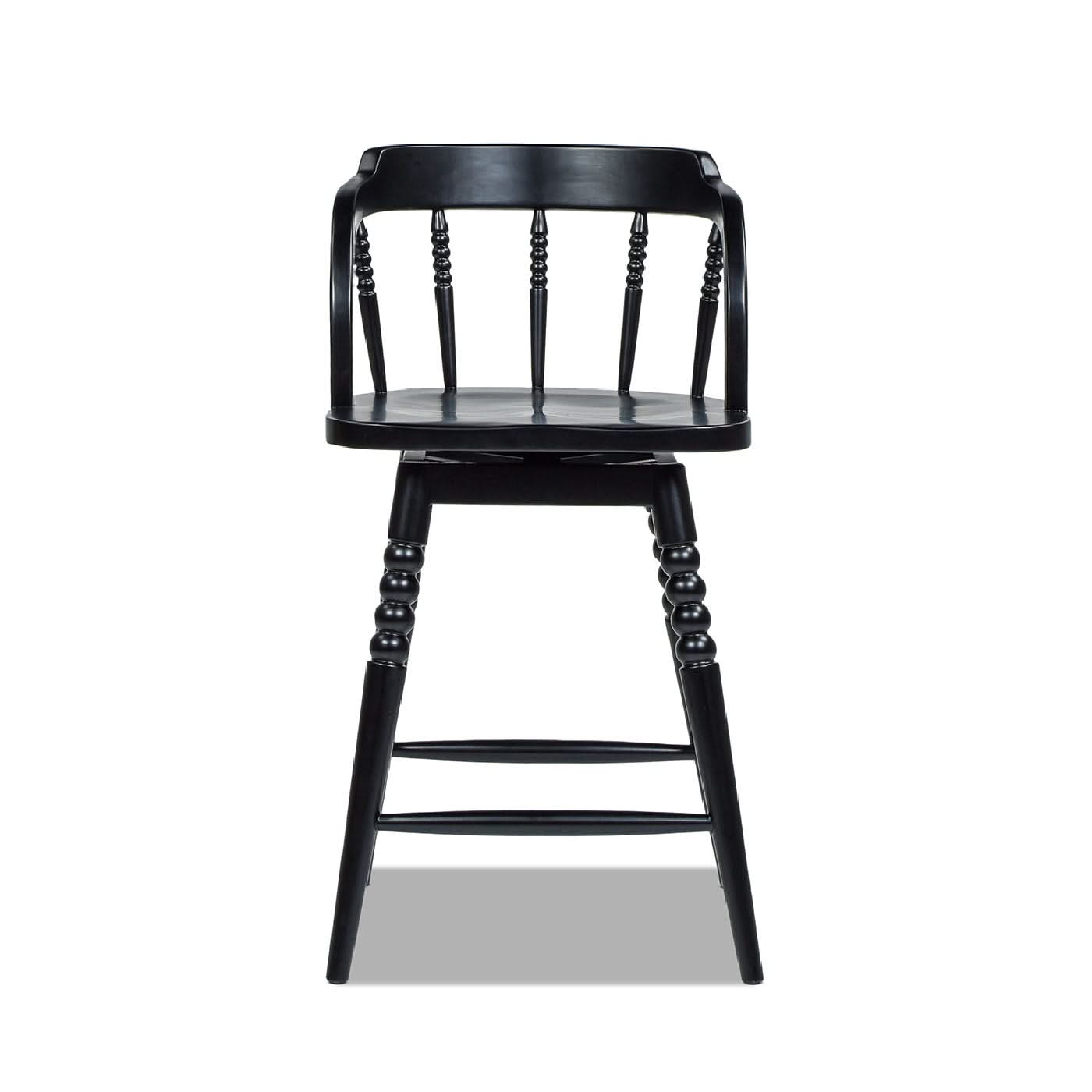 Breda - Turned Bubble Spindle Low Back Counter Stool - Black