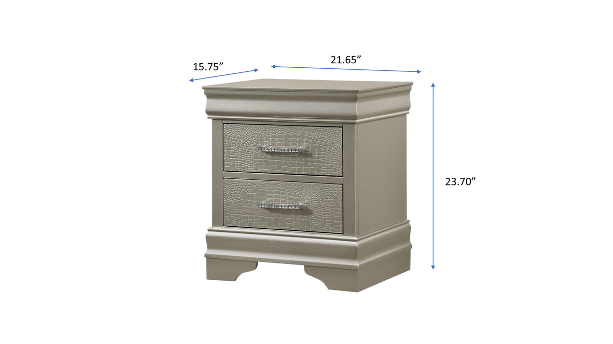Amalia - Twin 5 Piece Bedroom Set - Silver