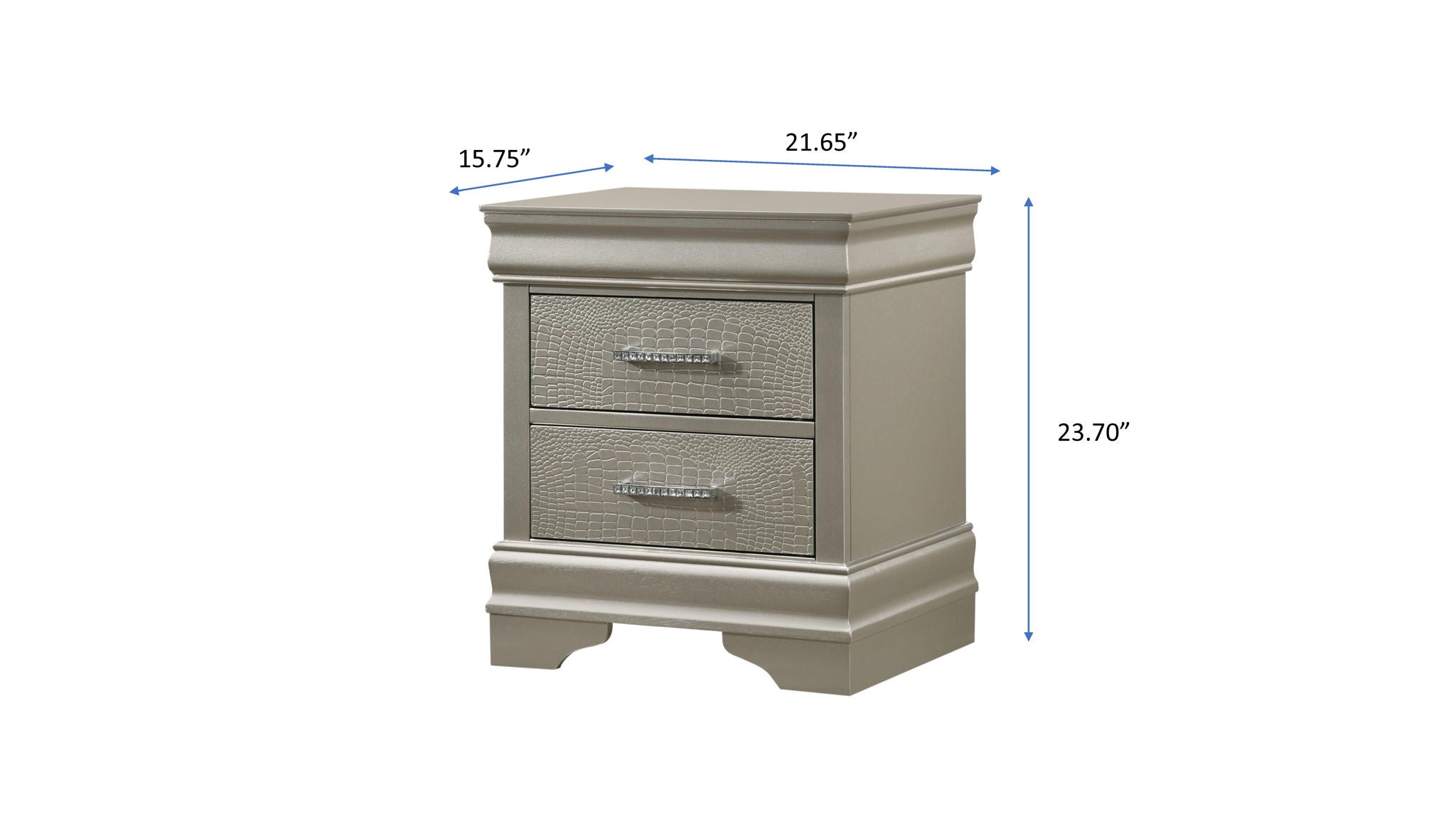 Amalia - Twin 4 Piece Bedroom Set - Silver