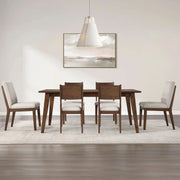 Canton Brown 7-Piece Dining Set with Upholstered Oatmeal Chairs