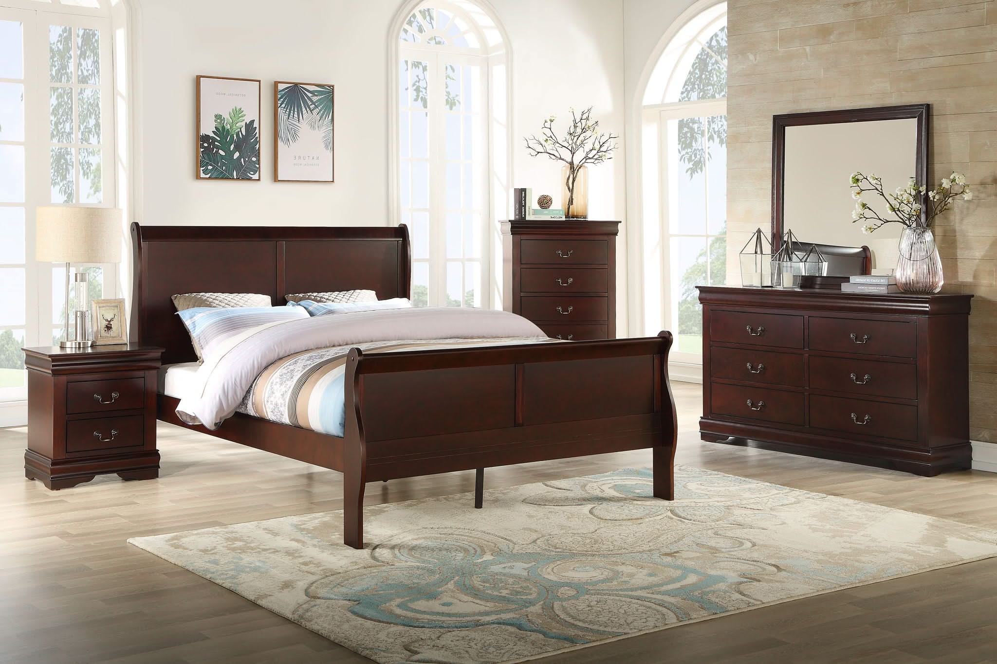 Louis Philip - King 5 Piece Bedroom Set - Cherry
