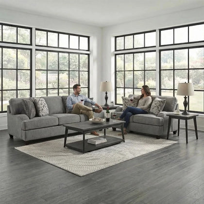 Addison Grey Contemporary Living Room Set with Accent Pillows