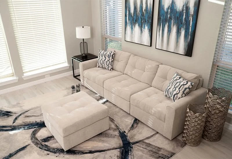 Aden Cement Cream Contemporary 3 PC Modular Sofa Set