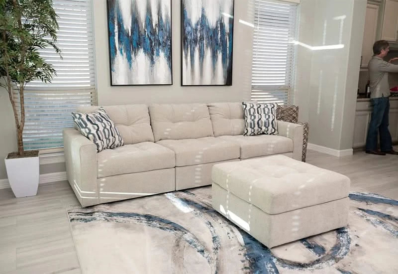 Aden Cement Cream Contemporary 3 PC Modular Sofa Set