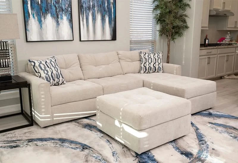 Aden Cement Cream Contemporary 3 PC Modular Sectional with Chaise