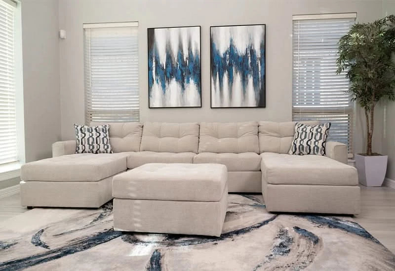 Aden Cement Cream Contemporary 4PC Modular Media Sectional