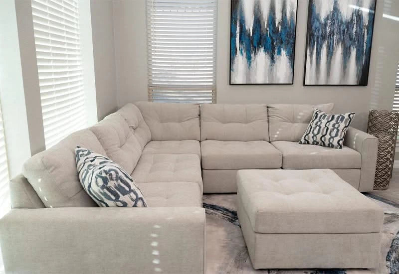 Aden Cement Cream Contemporary 5PC Modular Sectional