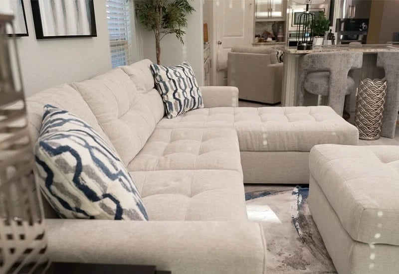 Aden Cement Cream Contemporary 3 PC Modular Sectional with Chaise