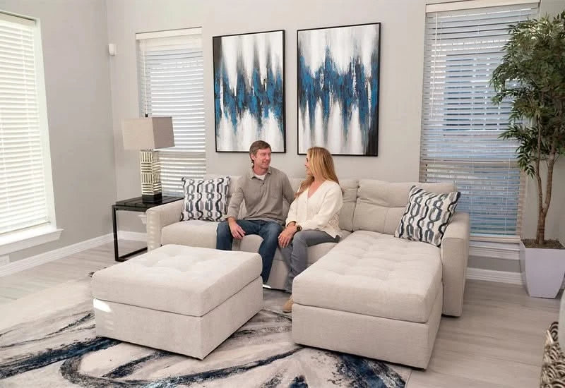 Aden Cement Cream Contemporary 3 PC Modular Sectional with Chaise