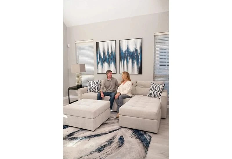 Aden Cement Cream Contemporary 3 PC Modular Sectional with Chaise