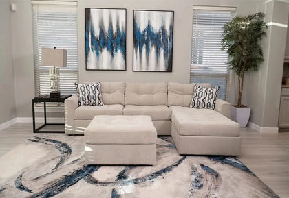 Aden Cement Cream Contemporary 3 PC Modular Sectional with Chaise