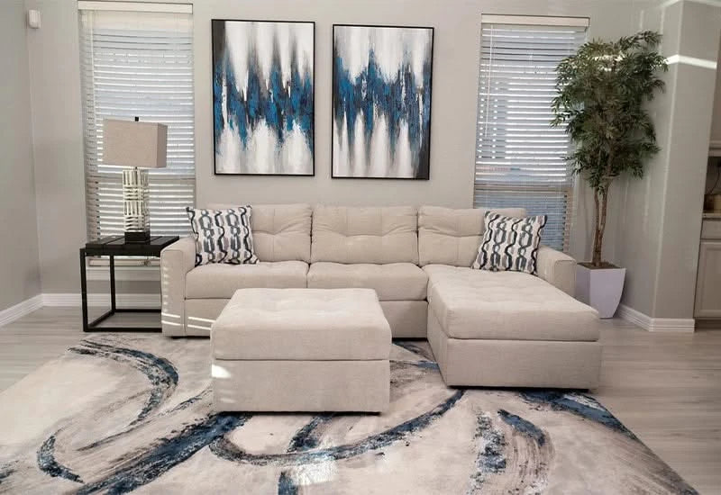 Aden Cement Cream Contemporary 3 PC Modular Sectional with Chaise