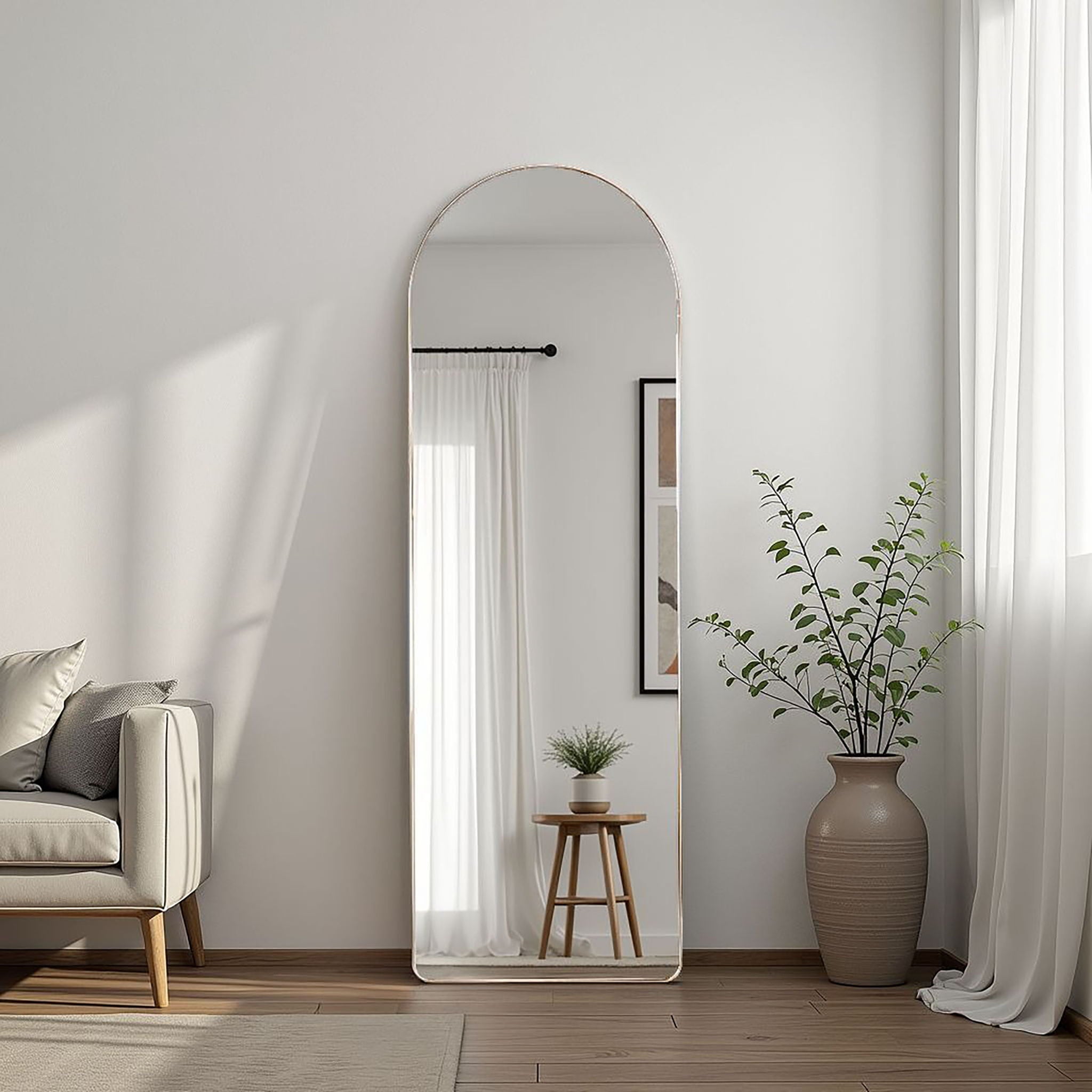 Stabler 20 x 60 Inch Metal Framed Floor Mirror Rose Gold