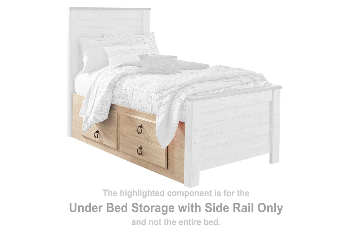 Willowton - Under Bed Storage With Side Rail - Whitewash