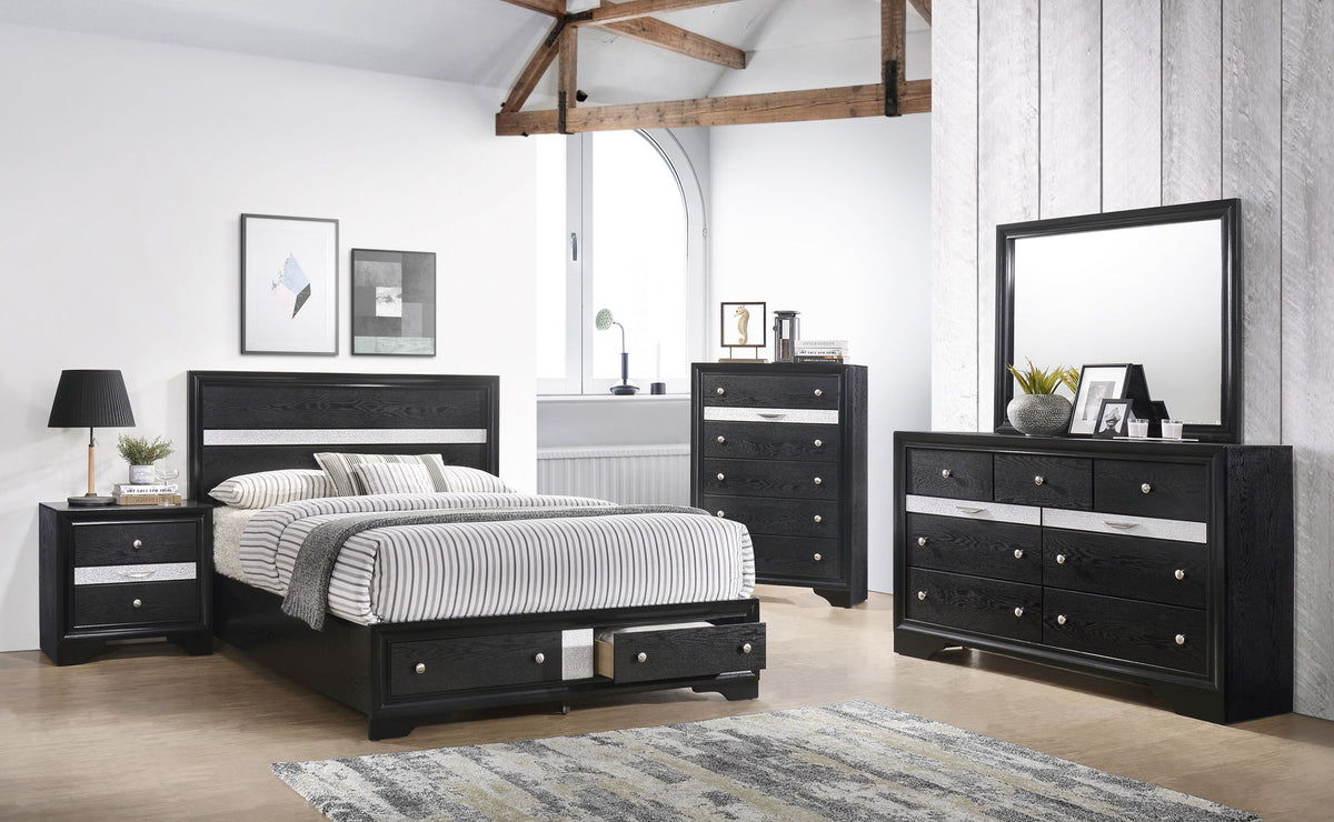 Regata - Nightstand - Black / Silver