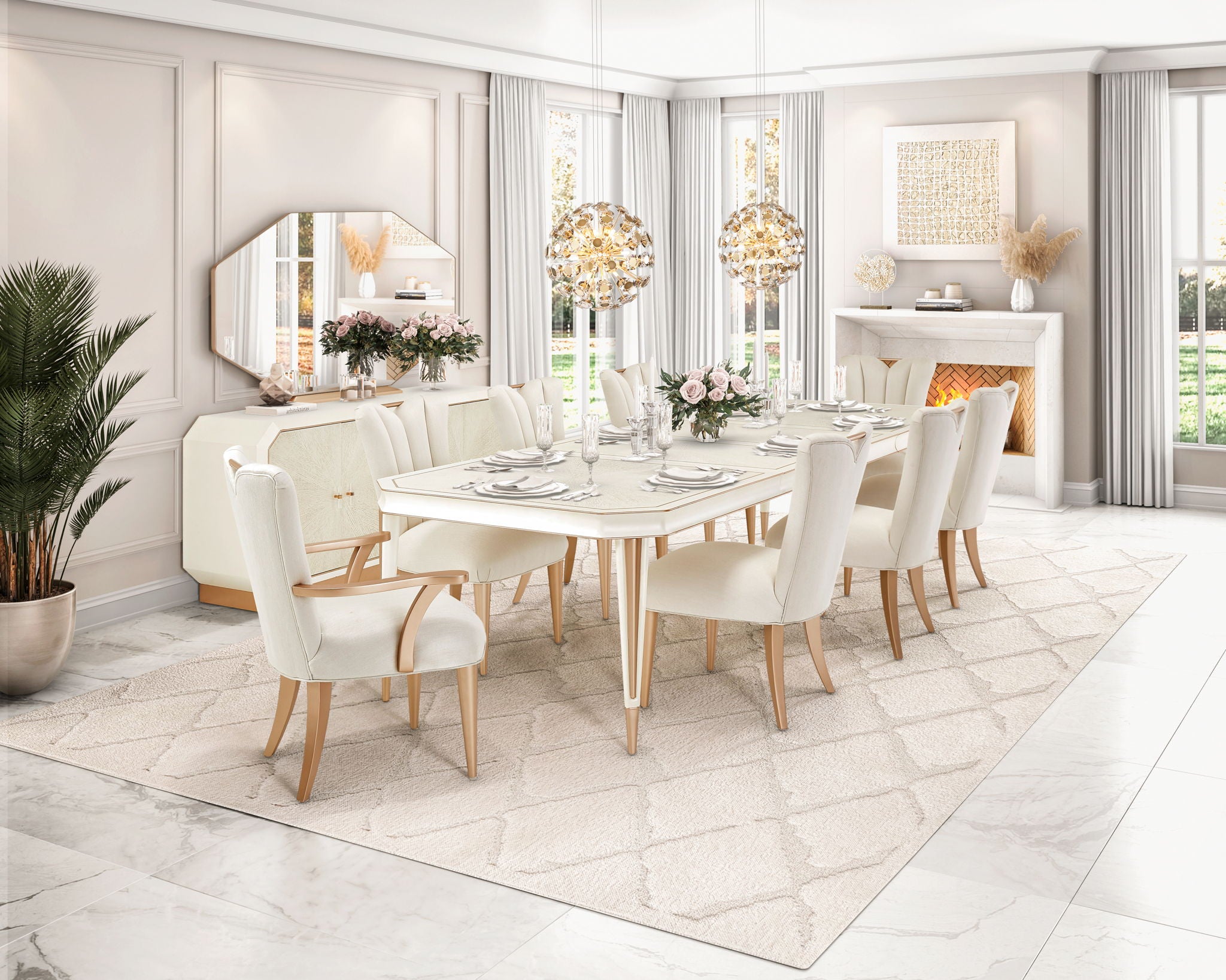 Michael Amini Lighting - Pendant 12-Light Round Crystal Chandelier - Gold