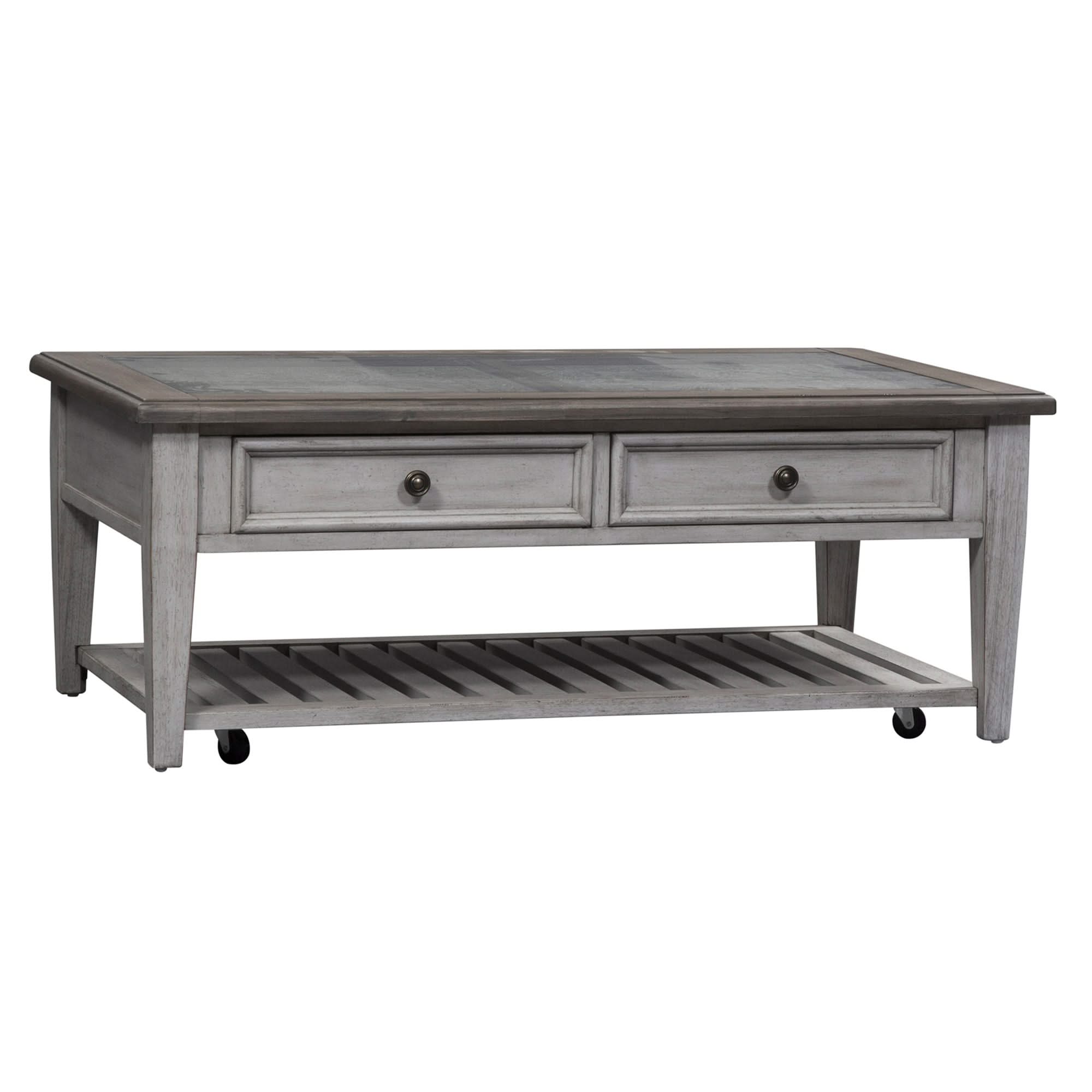 Heartland - 3 Piece Table Set - Antique White / Tobacco Tops