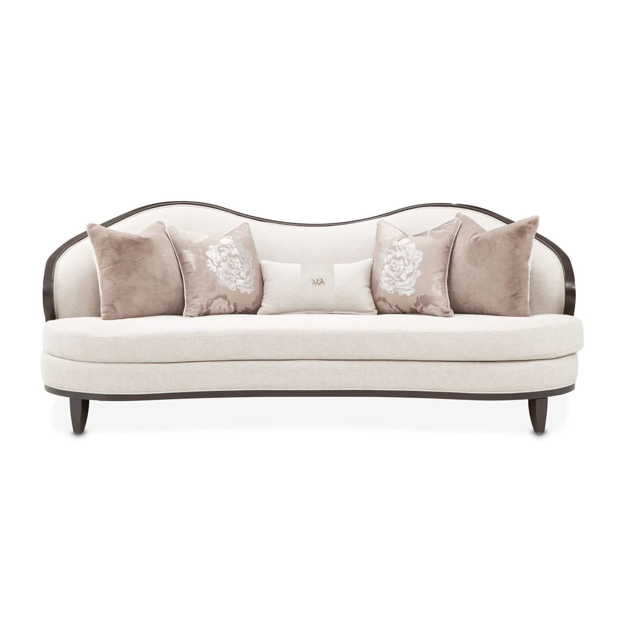 Camellia Field - Chenille Sofa - Beige / Dark Brown