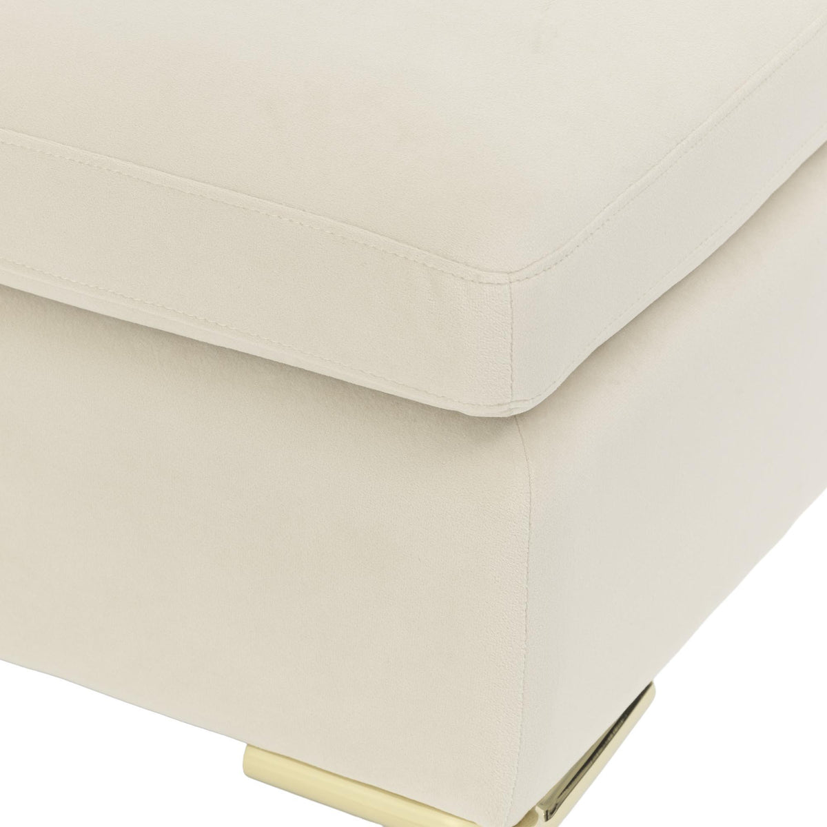 Signature Beds & Benches - Zennia Velvet Accent Bench - Ivory / Gold