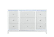 Alina White Dresser with LED – 6-Drawer Glam Storage with Mirror Trim