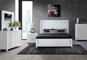 Alina White Glam 5-Piece Bedroom Set with LED Lighting and Faux Crocodile Texture (Queen/King)