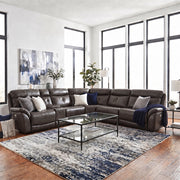 Alpha Gray Leather 6PC Power Reclining Sectional with Storage Console