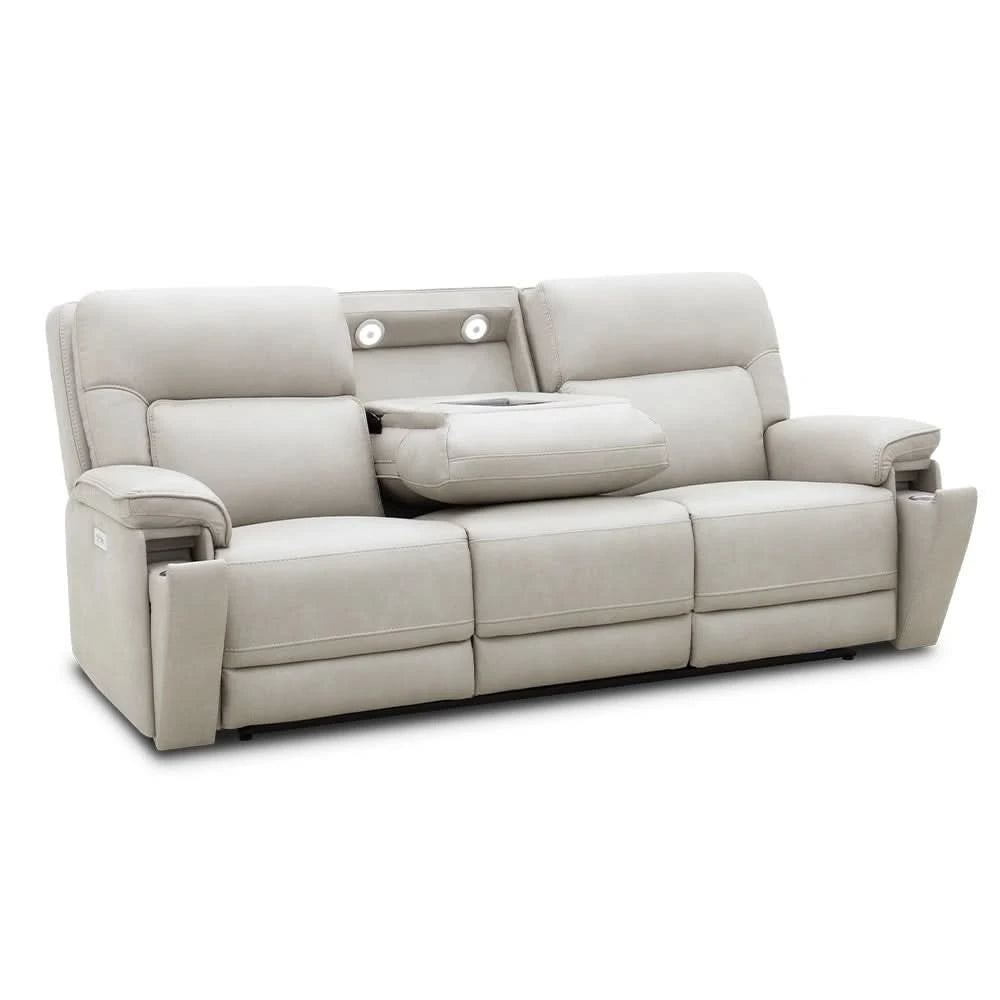 Moto Motion Apollo Dove Light Gray Power Reclining Sofa with Immersive Sound