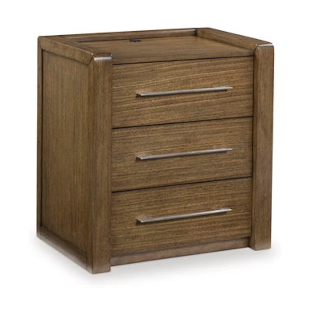 Archives Brown Contemporary Nightstand with USB Charging