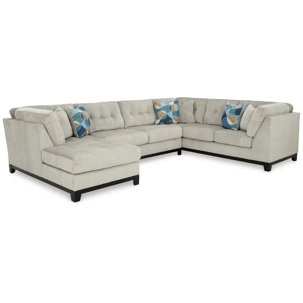 Ariana Ivory 3PC Sectional with Chaise and Tufted Cushions