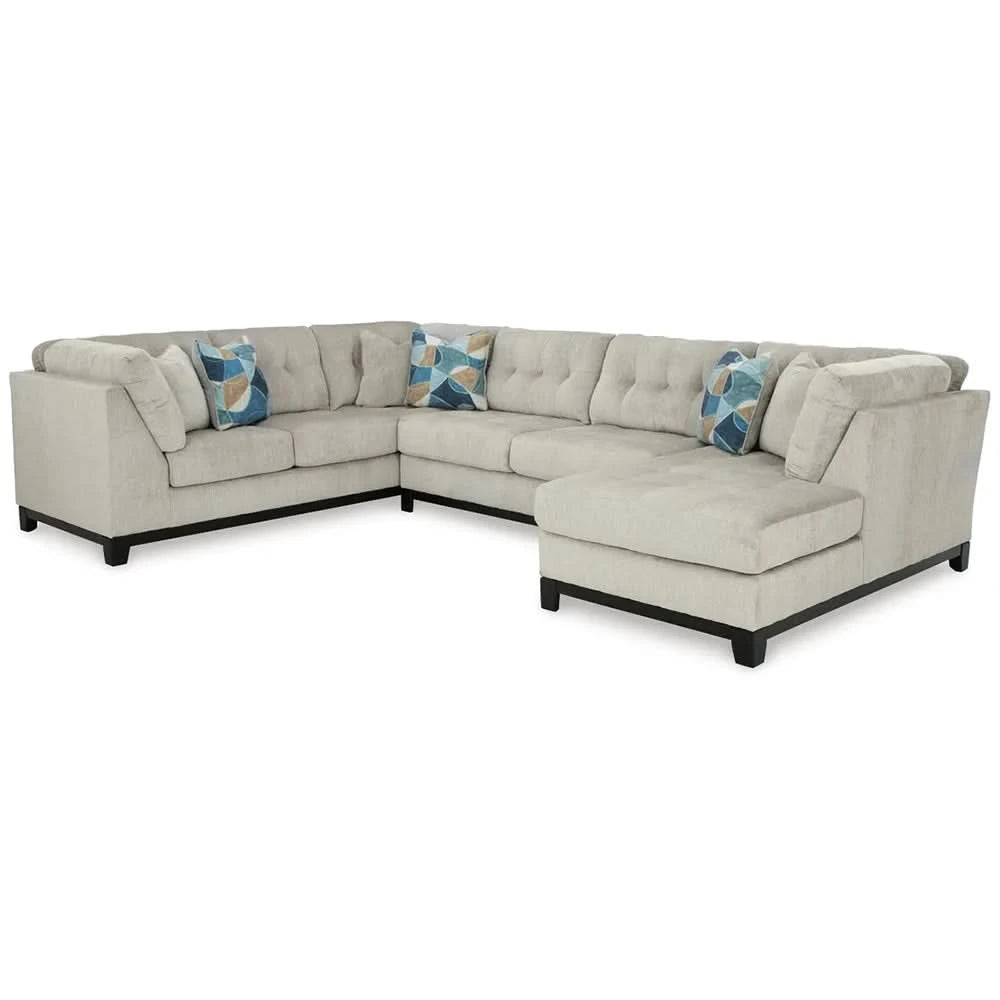 Ariana Ivory 3PC Sectional with Chaise and Tufted Cushions