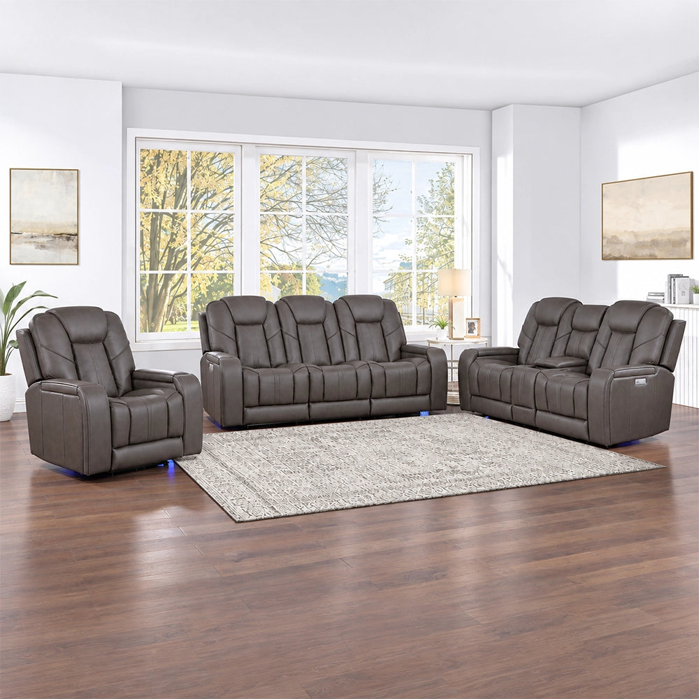 Atmos Leather Triple Power Reclining Sofa with Immersive Sound