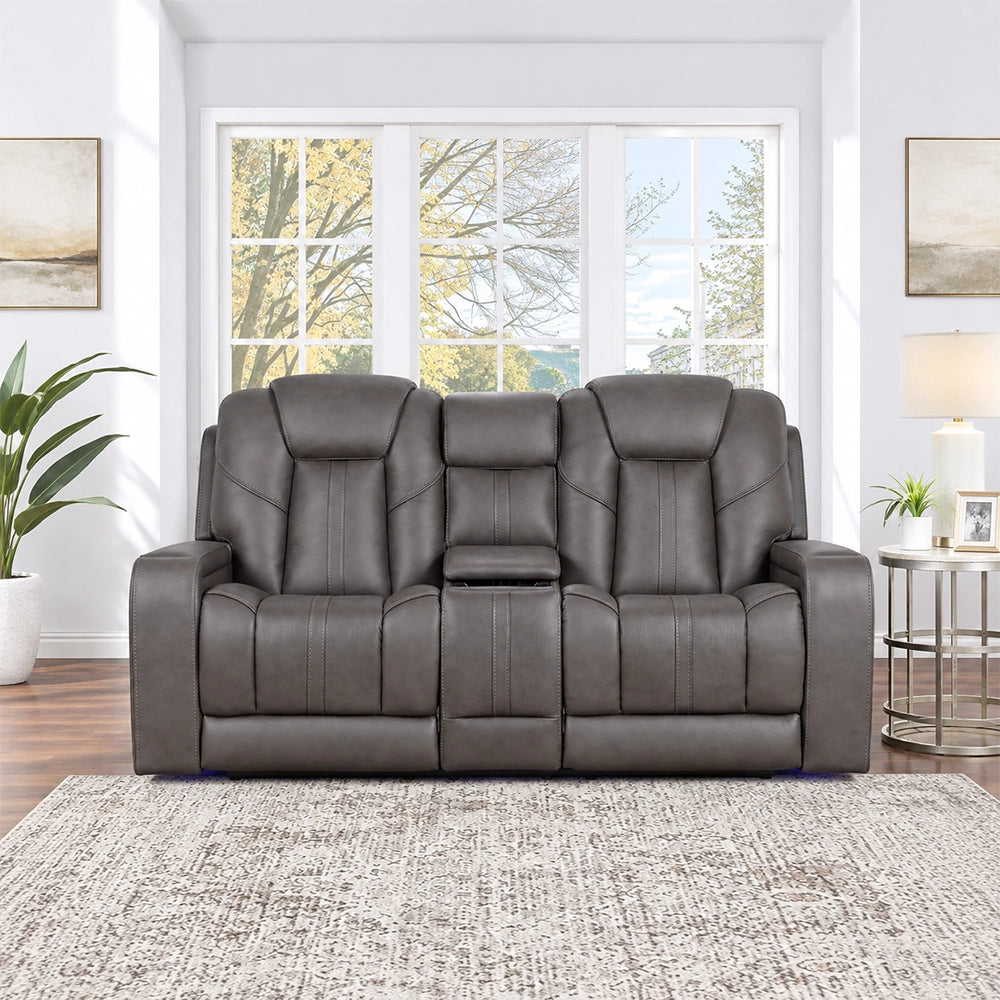 Atmos Leather Triple Power Reclining Loveseat with Immersive Sound
