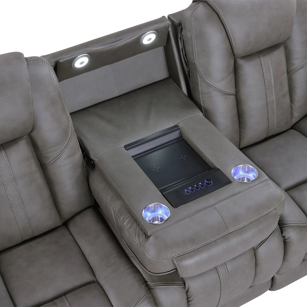 Atmos Leather Triple Power Reclining Sofa with Immersive Sound