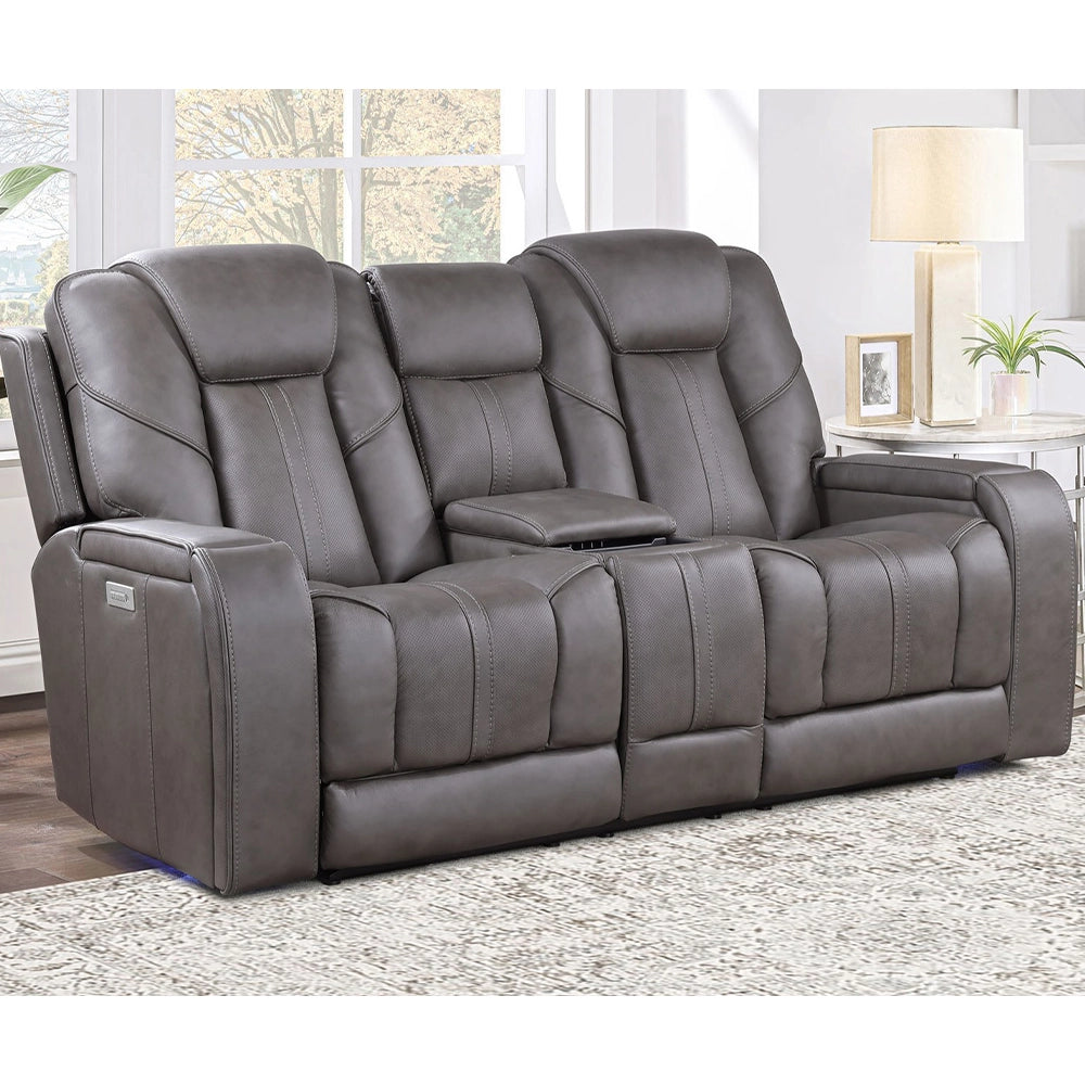Atmos Leather Triple Power Reclining Loveseat with Immersive Sound