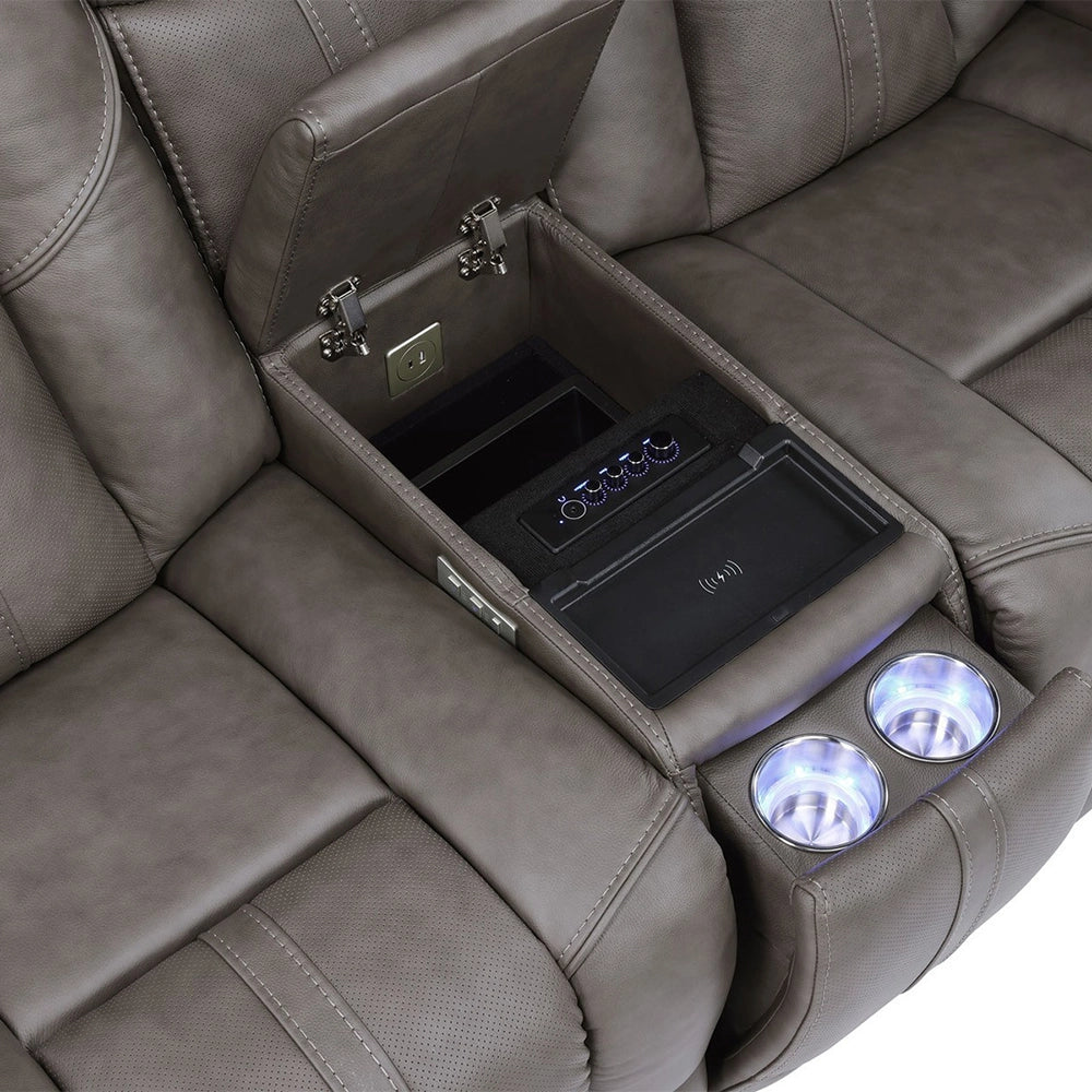Atmos Leather Triple Power Reclining Loveseat with Immersive Sound
