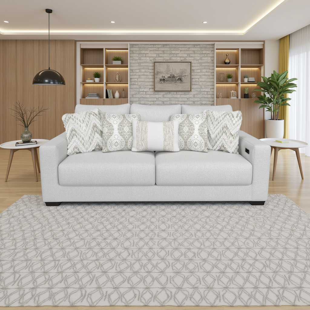 Aura Surround Immersive Light Gray Fabric Living Room Set with Sofa and Loveseat