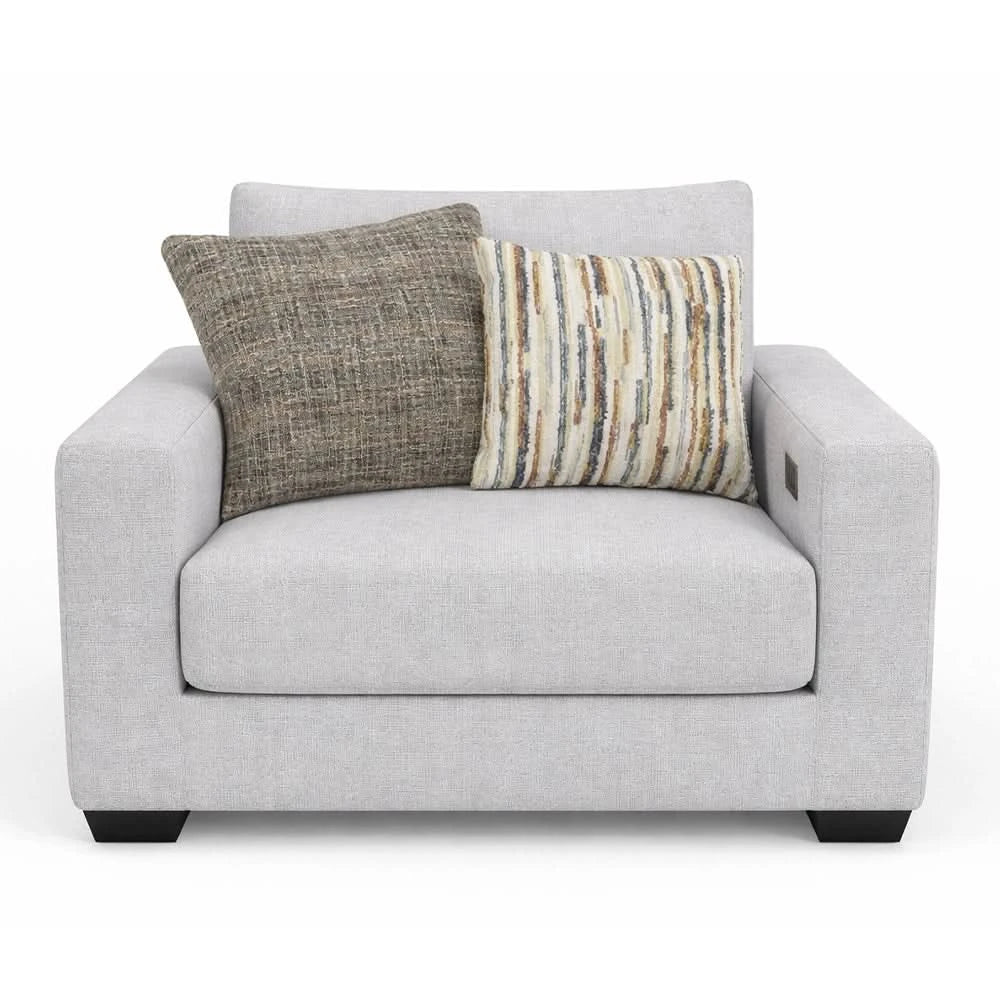 Aura Surround Immersive Light Gray Fabric Chair with Immersive Audio and Accent Pillows