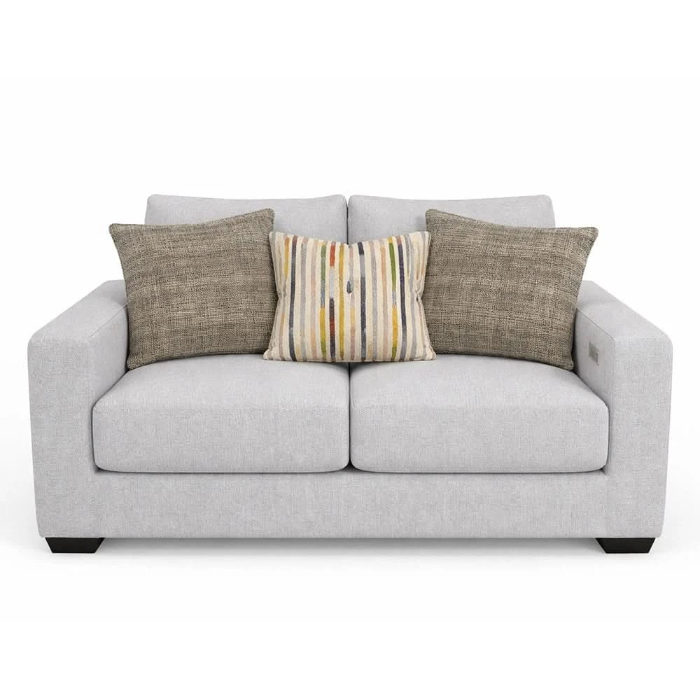 Aura Surround Immersive Light Gray Fabric Loveseat with Immersive Audio and Accent Pillows