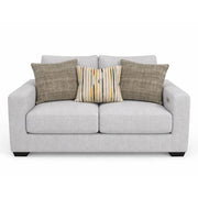 Aura Surround Immersive Light Gray Fabric Loveseat with Immersive Audio and Accent Pillows