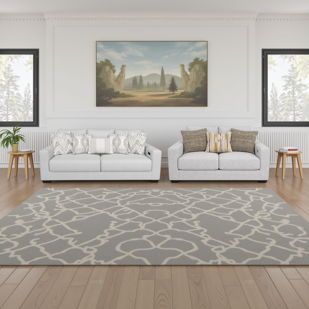 Aura Surround Immersive Light Gray Fabric Living Room Set with Sofa and Loveseat
