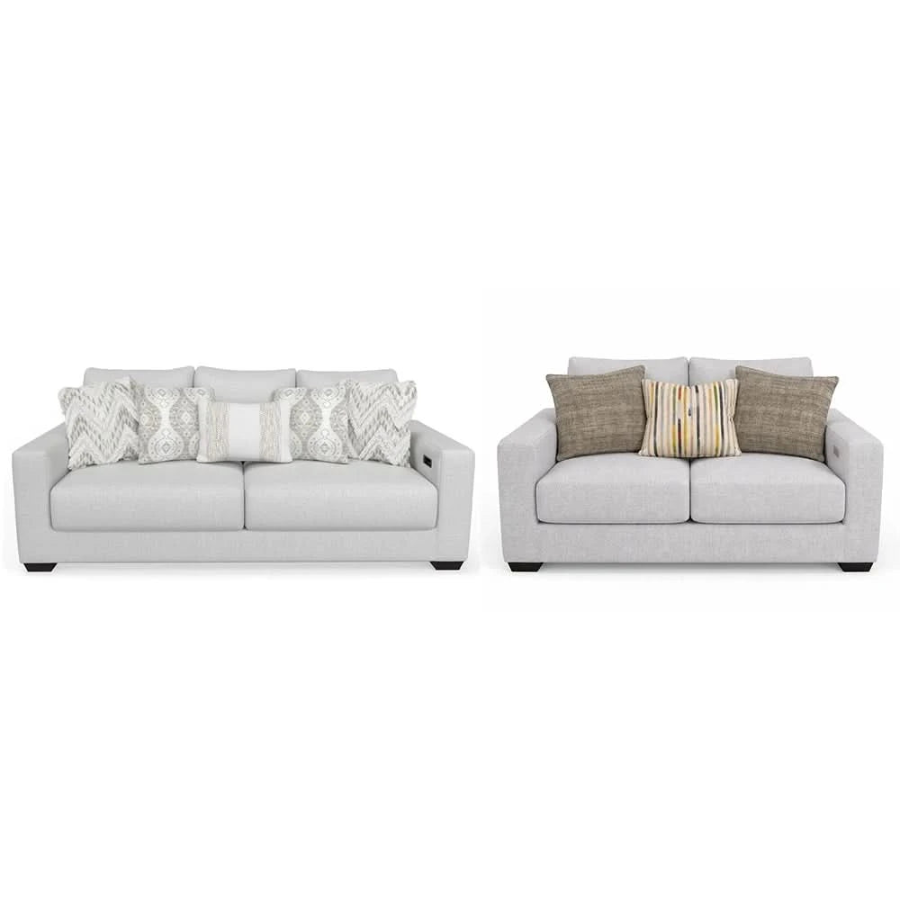 Aura Surround Immersive Light Gray Fabric Living Room Set with Sofa and Loveseat