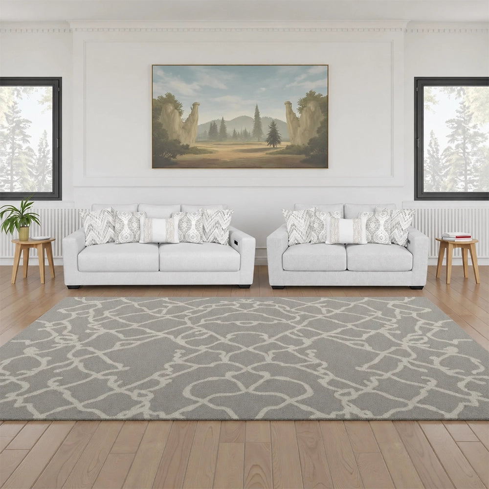 Aura Surround Immersive Light Gray Fabric Living Room Set with Sofa and Loveseat