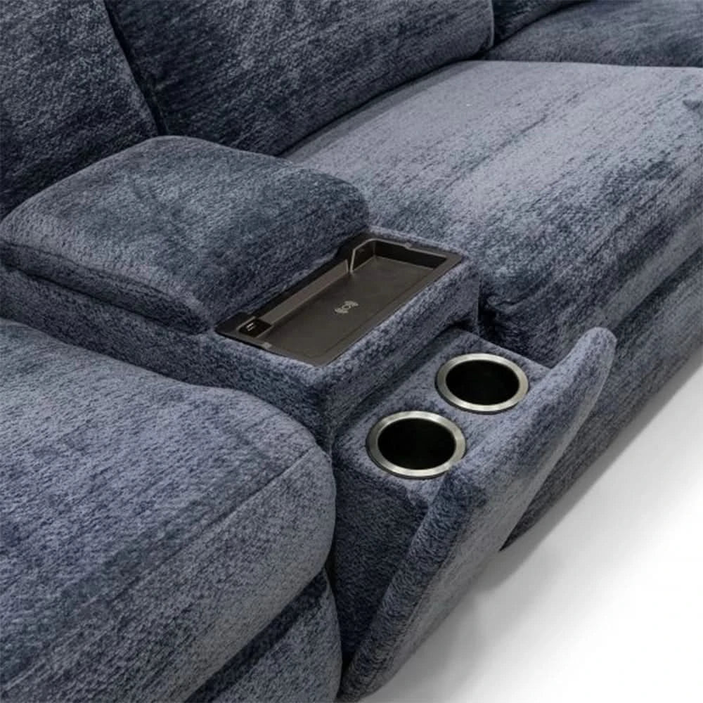 Ava Indigo Blue 6-Piece Power Reclining Sectional with Zero Gravity and Wireless Charging