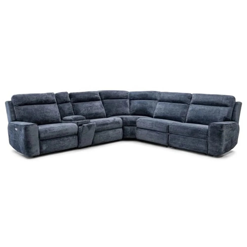 Ava Indigo Blue 6-Piece Power Reclining Sectional with Zero Gravity and Wireless Charging