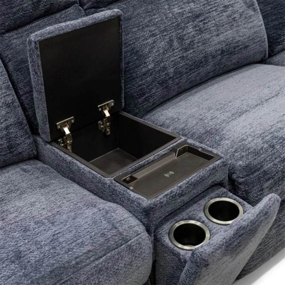 Ava Indigo Blue 6-Piece Power Reclining Sectional with Zero Gravity and Wireless Charging