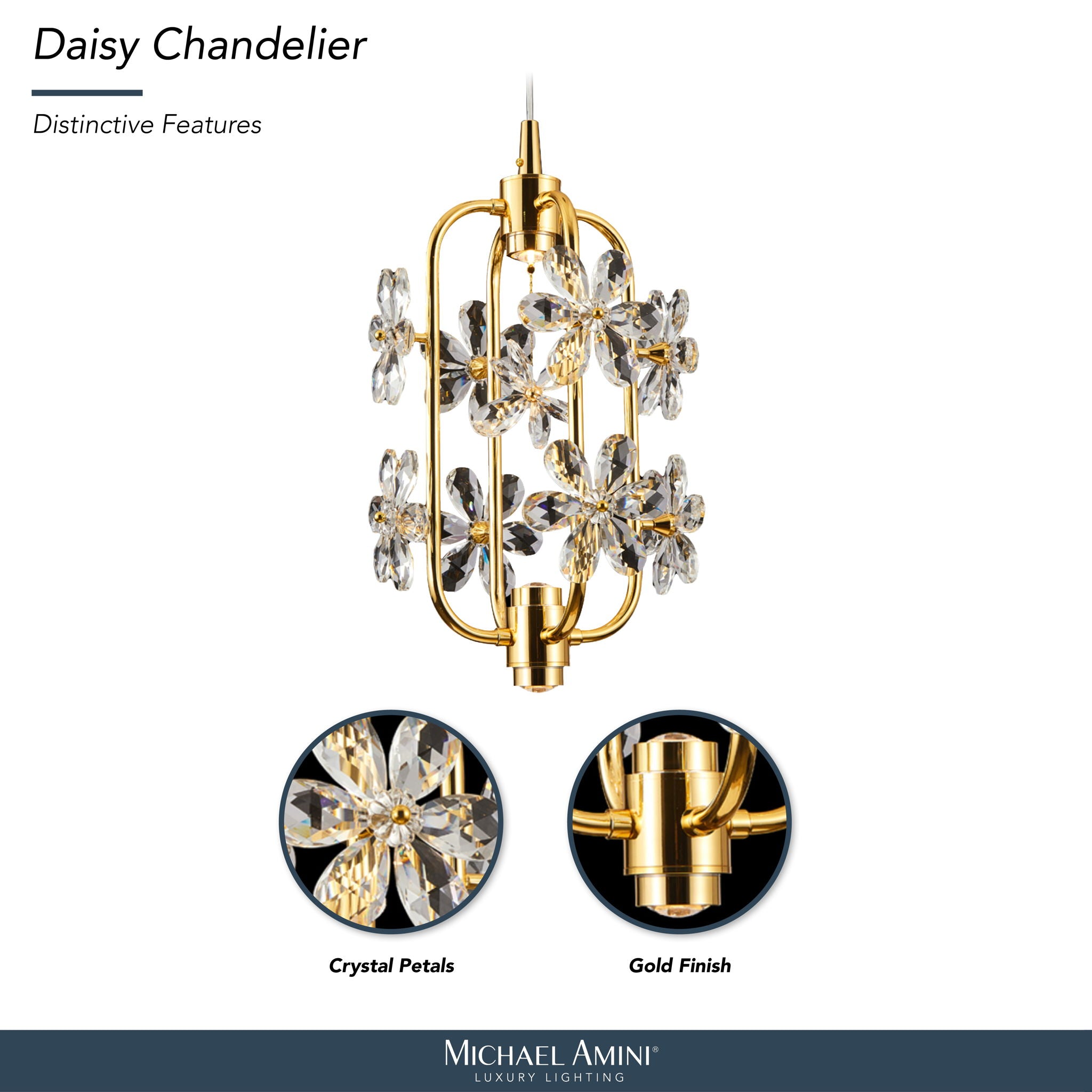 Michael Amini Lighting - Daisy 20" Crystal LED Chandelier - Gold